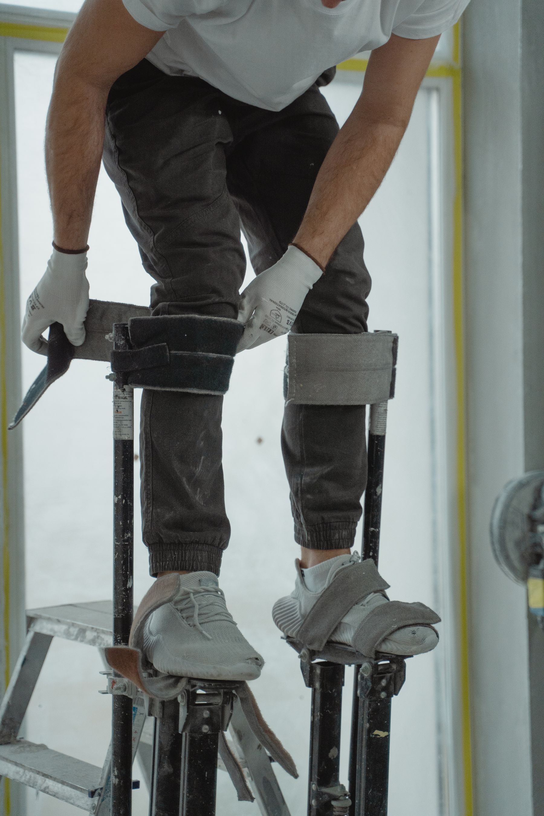 Worker completing interior home renovations
